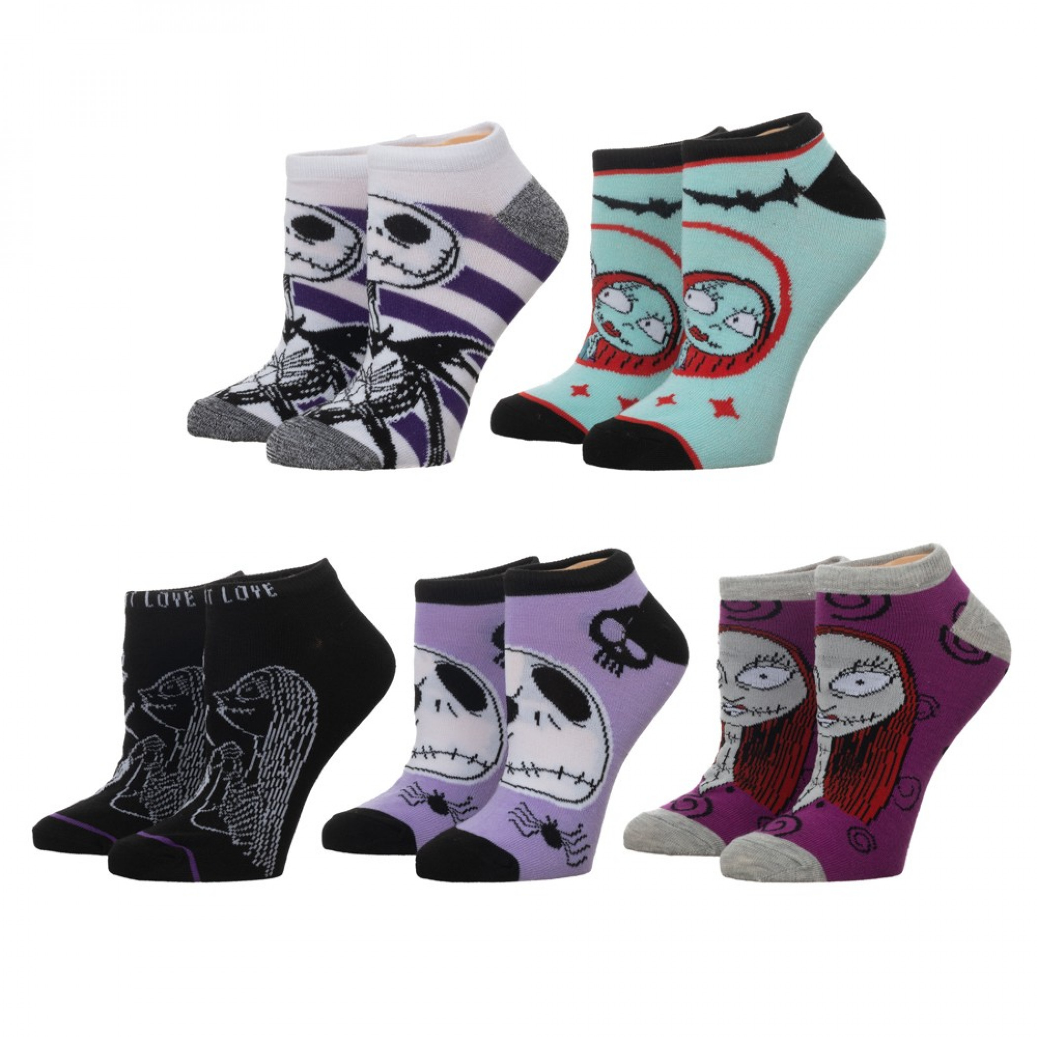 Nightmare Before Christmas 5-Pair Pack Women's Ankle Socks